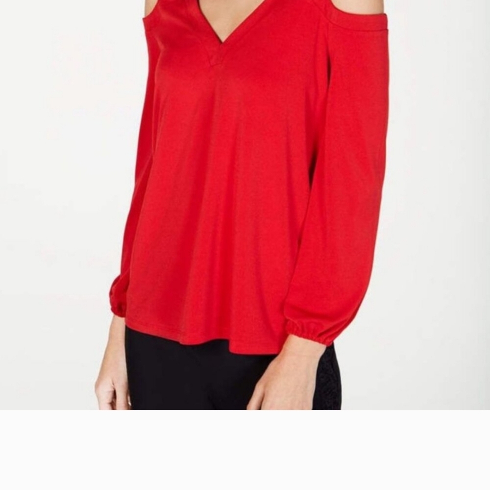 Women's Red Cold Shoulder Blouse